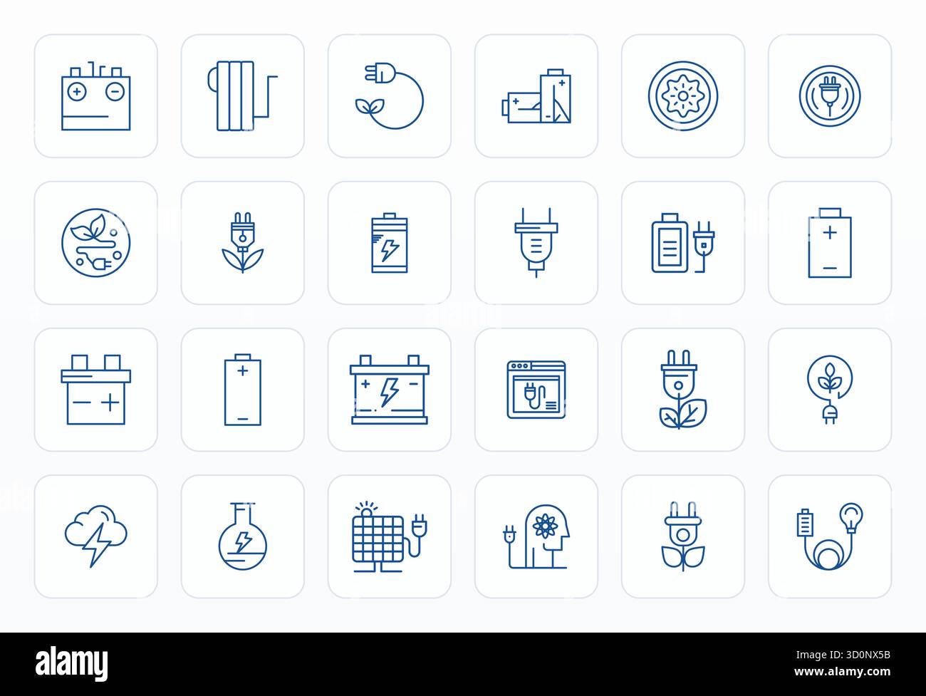 Masterfully created 24 vector icons representing Power Source in Bold Line design, featuring 256x256 Pixel Optimized resolution for exceptional visual Stock Vector
