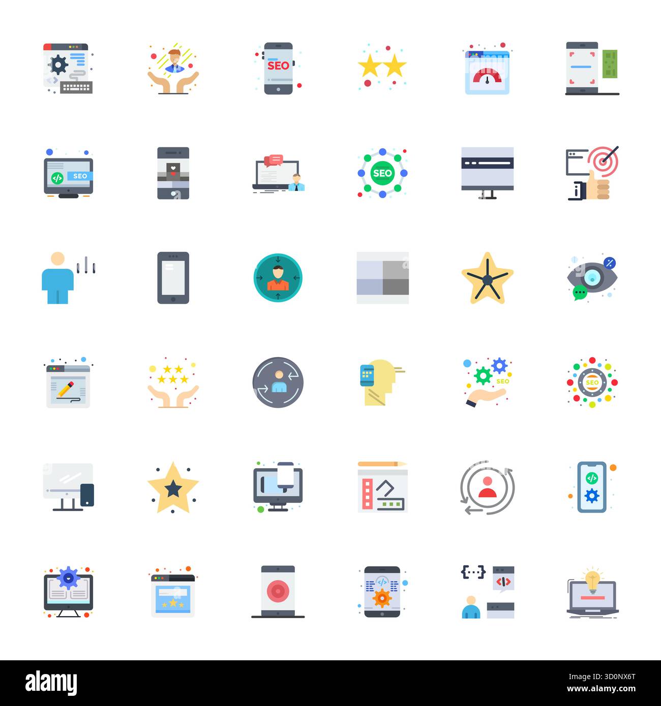 Handcrafted collection featuring 36 Flat vector icons for User Experience, optimized in 64x64 Pixel Optimized resolution for premium digital experienc Stock Vector