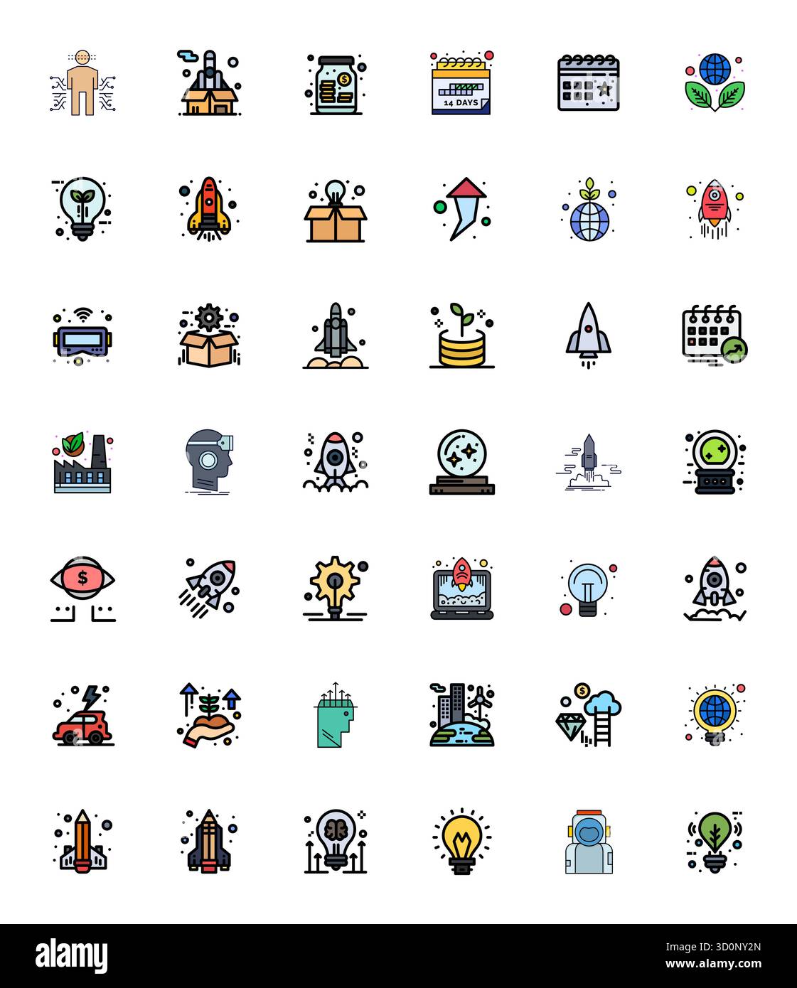 Masterfully created 42 vector icons representing Future in Line Filled ...