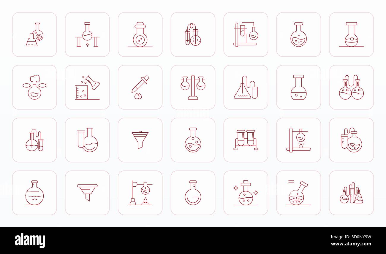 Essential pack of 28 Grid Fitted vector icons for Distillation in Thin ...