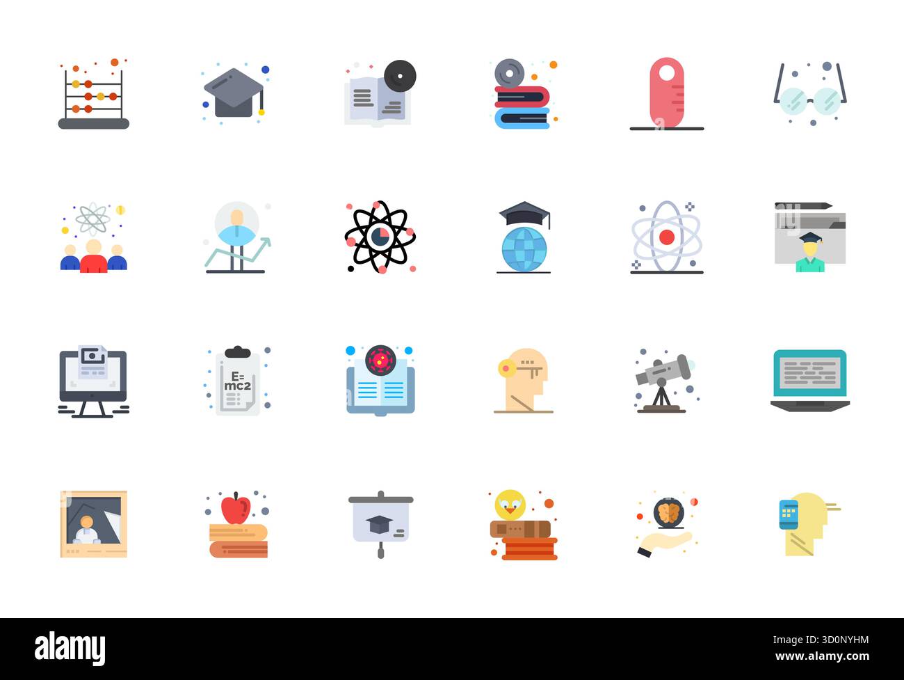 Intelligently designed 24 Grid Fitted vector icons inspired by Learning, created in Flat format at Retina Ready for smart and efficient design workflo Stock Vector
