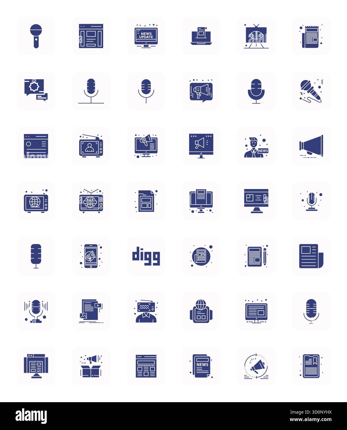 A versatile set of 42 Filled Editable vector icons focused on News, delivered in crisp 128x128 format ideal for mobile and web applications. Stock Vector