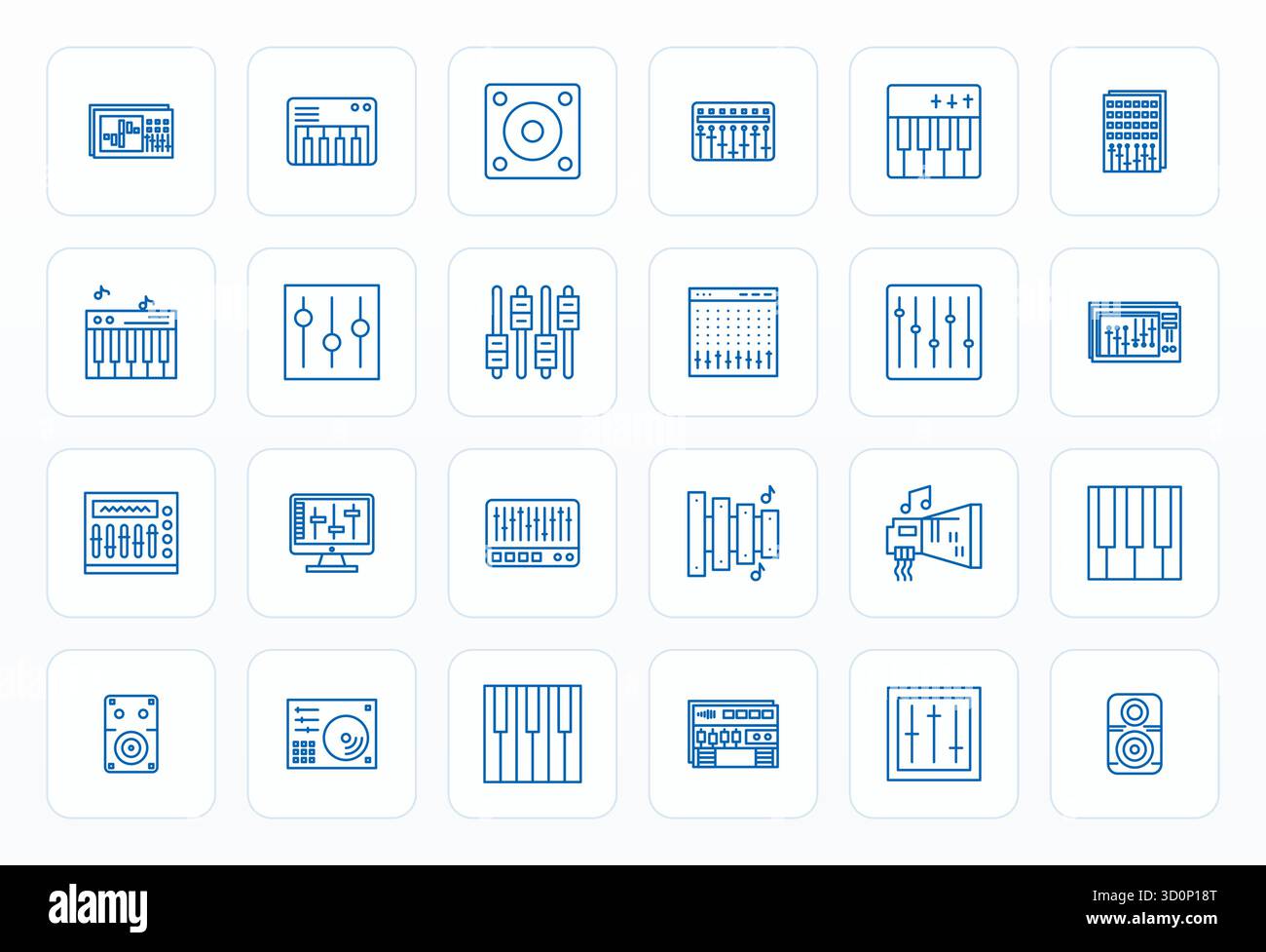 Exceptional collection of 24 Bold Line vector icons for Soundboard, delivered in 256x256 Editable resolution for unparalleled visual excellence and us Stock Vector