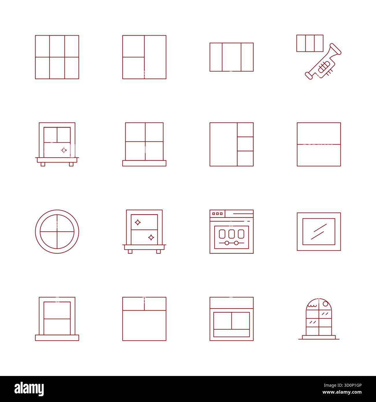 Streamlined set of 16 vector icons for Panes in Thin Line aesthetic ...