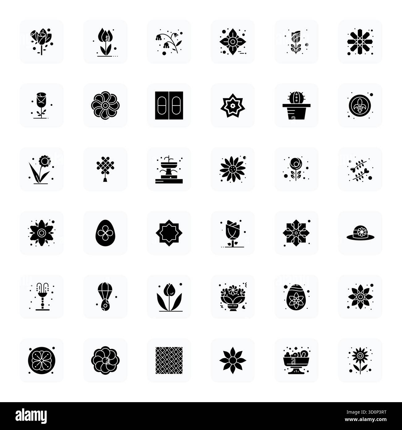 Advanced collection of 36 Pixel Optimized vector icons inspired by Ornamental, crafted in Filled with Retina Ready optimization for superior visual pe Stock Vector