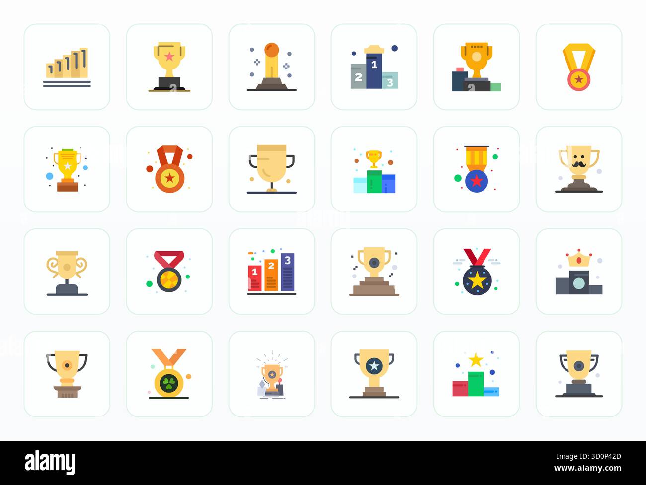 Advanced collection of 24 Pixel Optimized vector icons inspired by Second Place, crafted in Flat with High Resolution optimization for superior visual Stock Vector