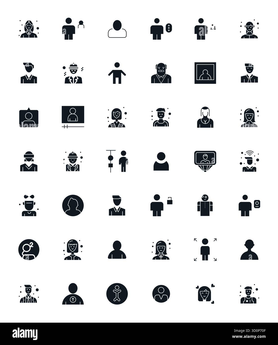 Strategic bundle featuring 42 vector icons representing Avatar in Filled format, optimized with Retina Ready Pixel Optimized quality for professional Stock Vector