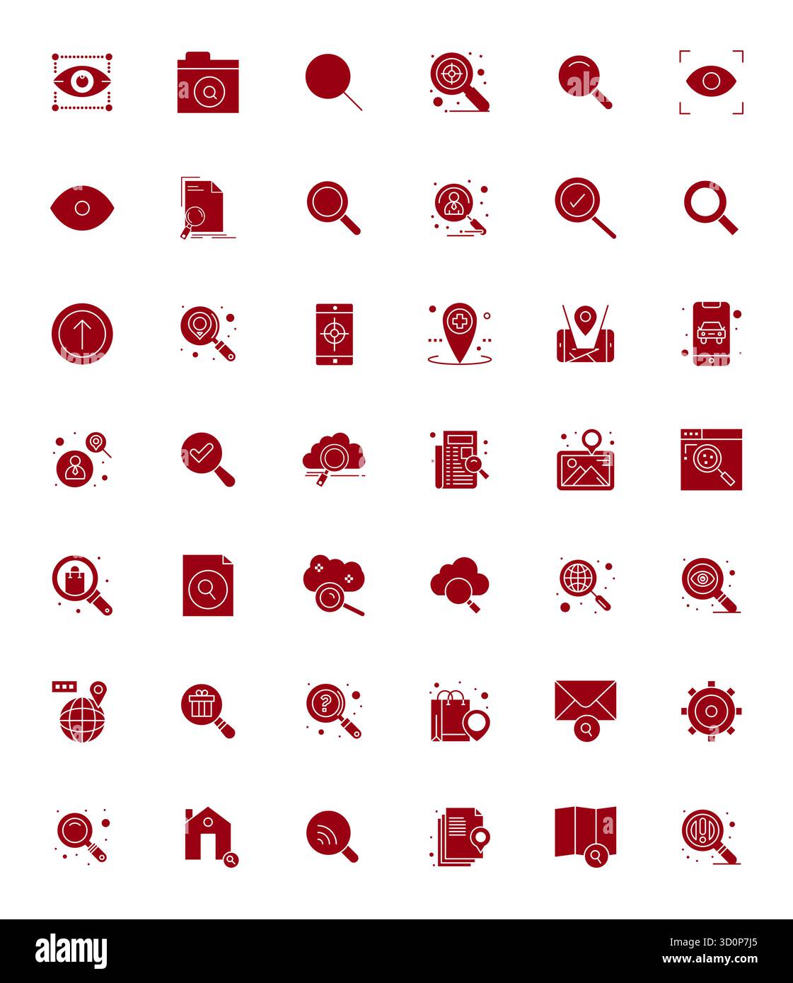 A clean collection of 42 Filled vector icons representing Locate, designed in 64x64 Display Perfect format for modern dashboards and interfaces. Stock Vector