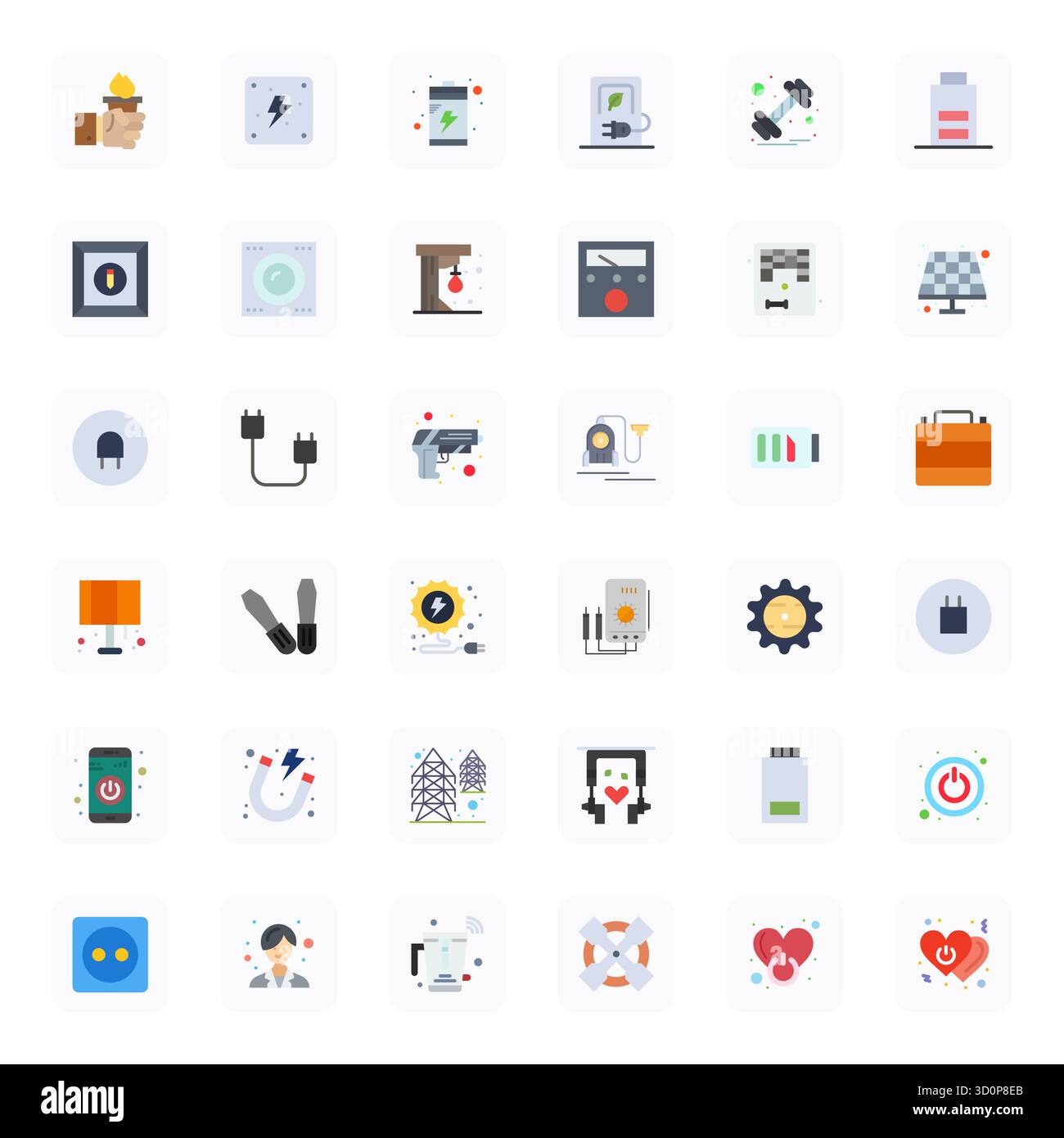 Handcrafted collection featuring 36 Flat vector icons for Power, optimized in High Resolution Pixel Optimized resolution for premium digital experienc Stock Vector
