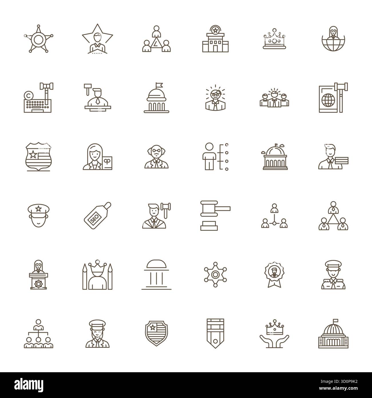 Ultimate collection of 36 vector icons representing Authority in Bold ...