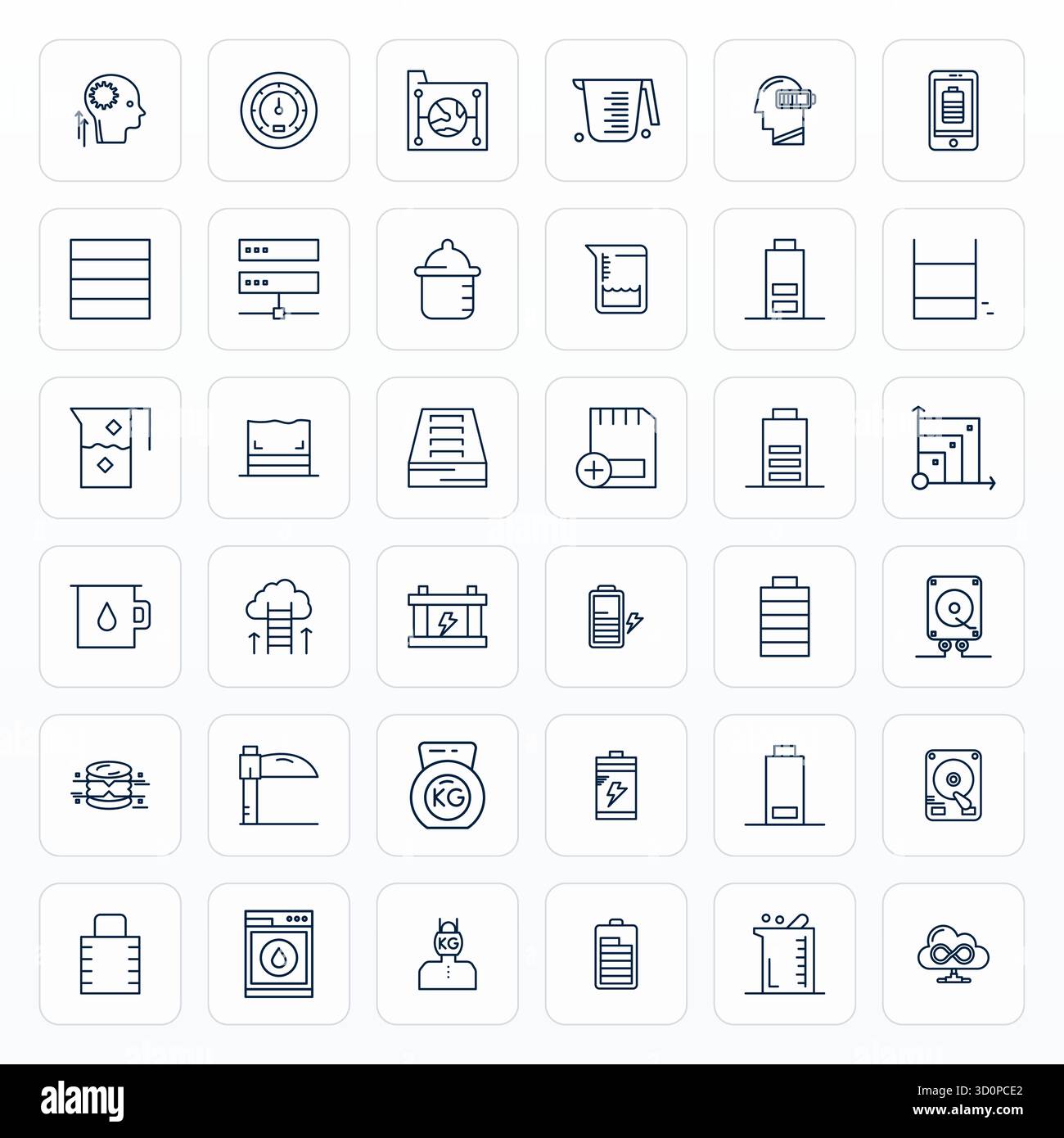 Distinctive pack of 36 Pixel Aligned vector icons inspired by Capacity ...