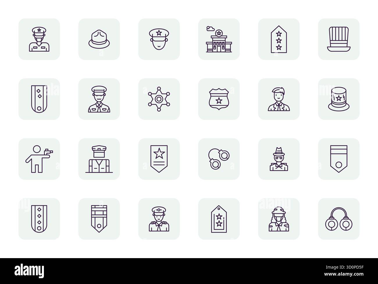 Essential pack of 24 Detail Enhanced vector icons for Officer in ...
