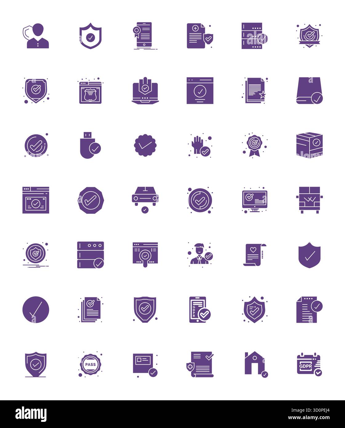 Masterfully created 42 vector icons representing Compliant in Filled design, featuring 256x256 Pixel Optimized resolution for exceptional visual quali Stock Vector