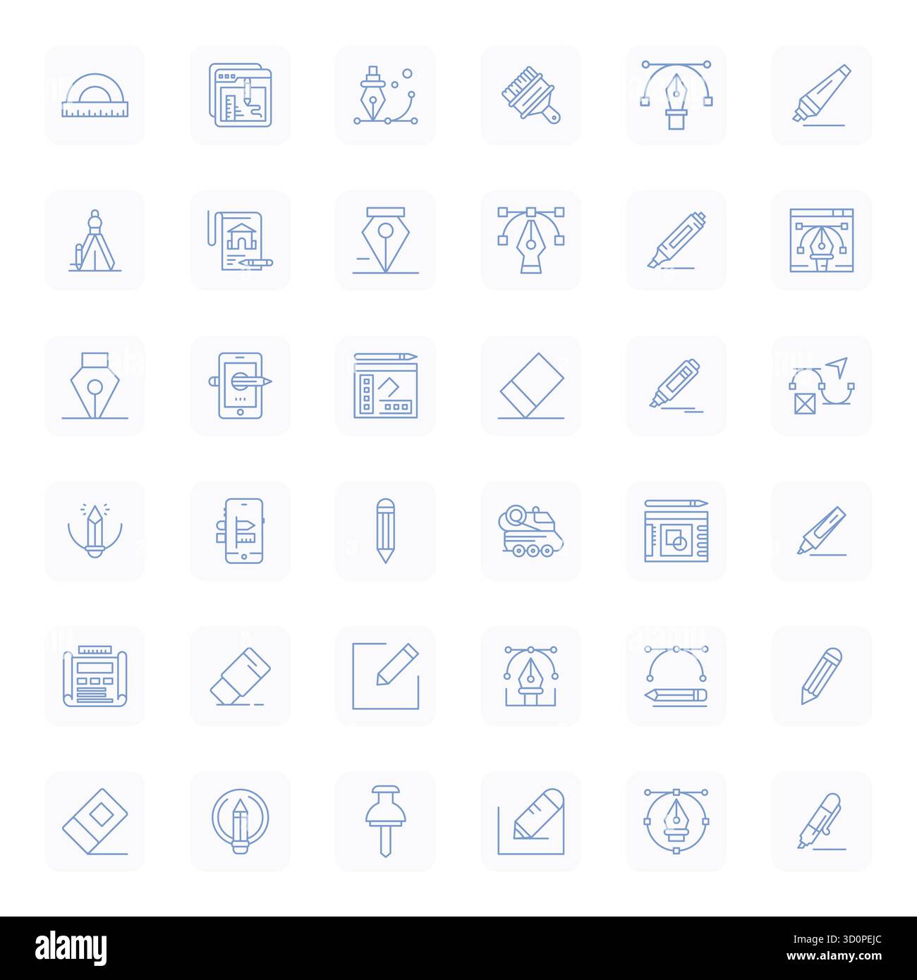 This Drawing Tool vector icon pack includes 36 Regular Bold Outline designs in 64x64 Pixel Aligned format, perfect for enhancing digital interfaces. Stock Vector