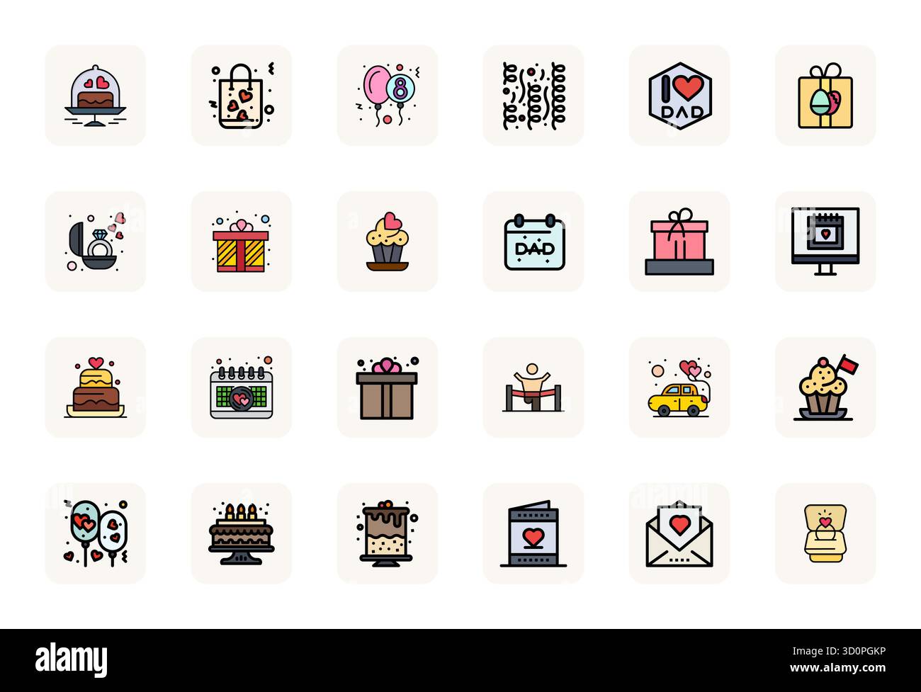 Meticulously crafted 24 LineFilled vector icons for Special Occasion ...