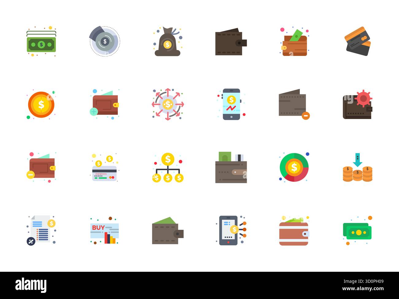 Transform your designs with 24 Flat vector icons themed around Spending, engineered in 128x128 Pixel Optimized resolution for maximum clarity. Stock Vector