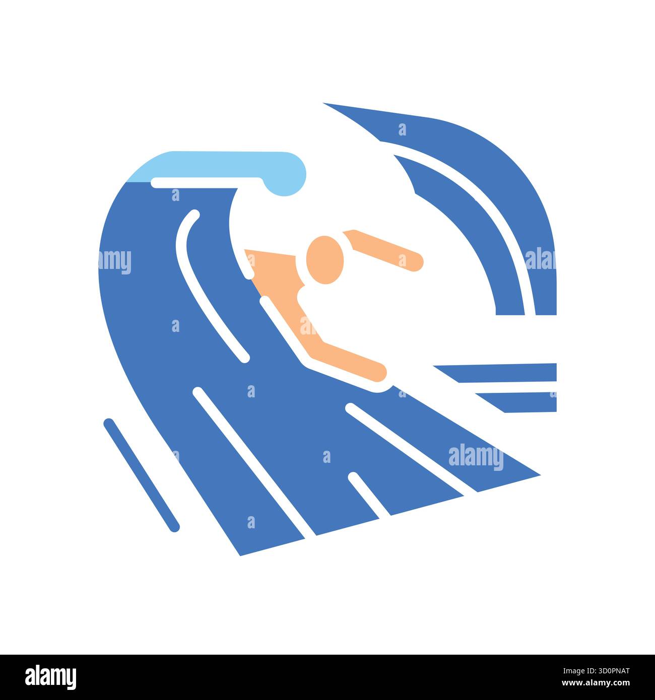 bodysurfing color flat icon for digital and print projects. Minimal ...