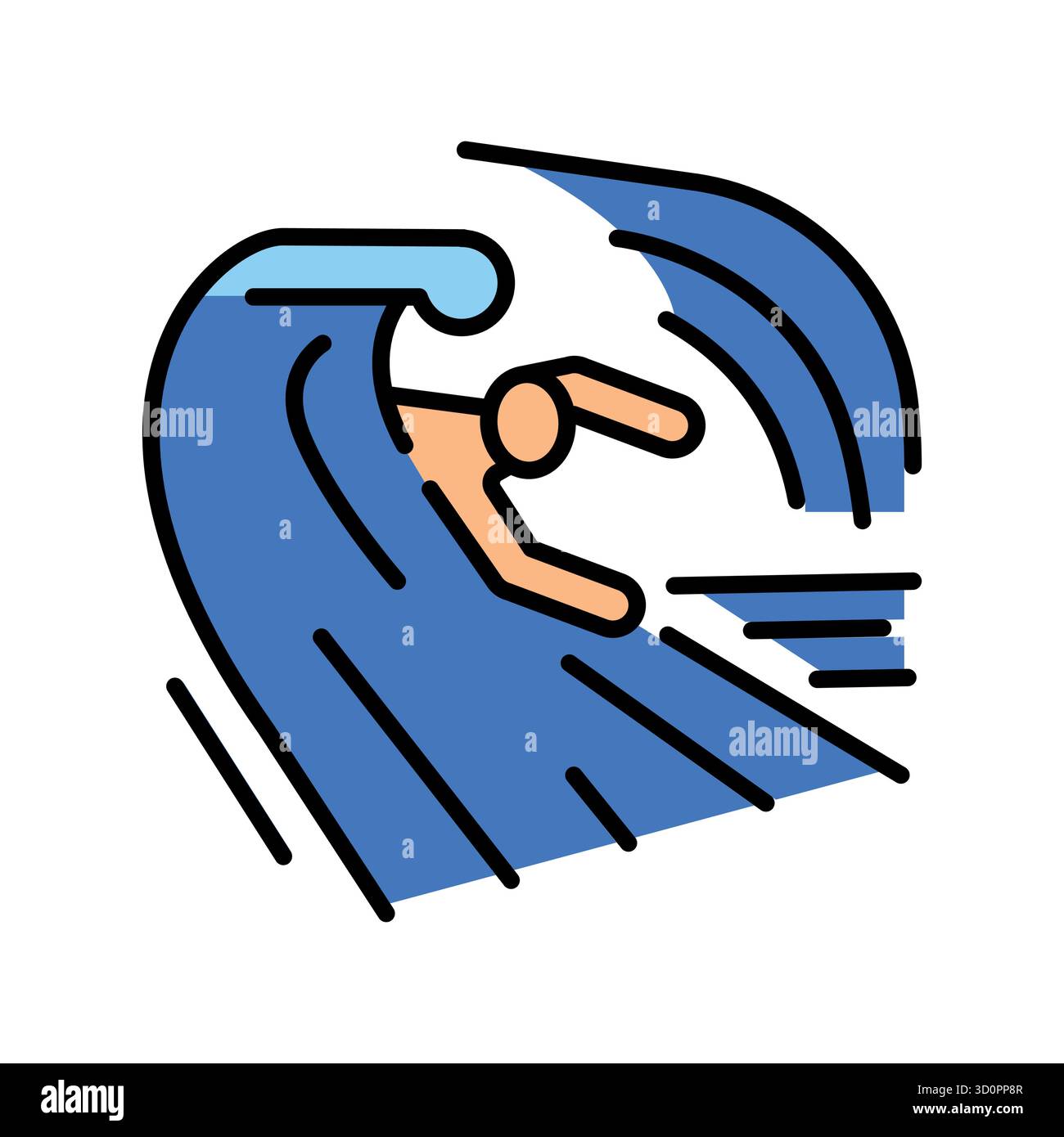 bodysurfing color line icon for digital and print projects. Minimal ...