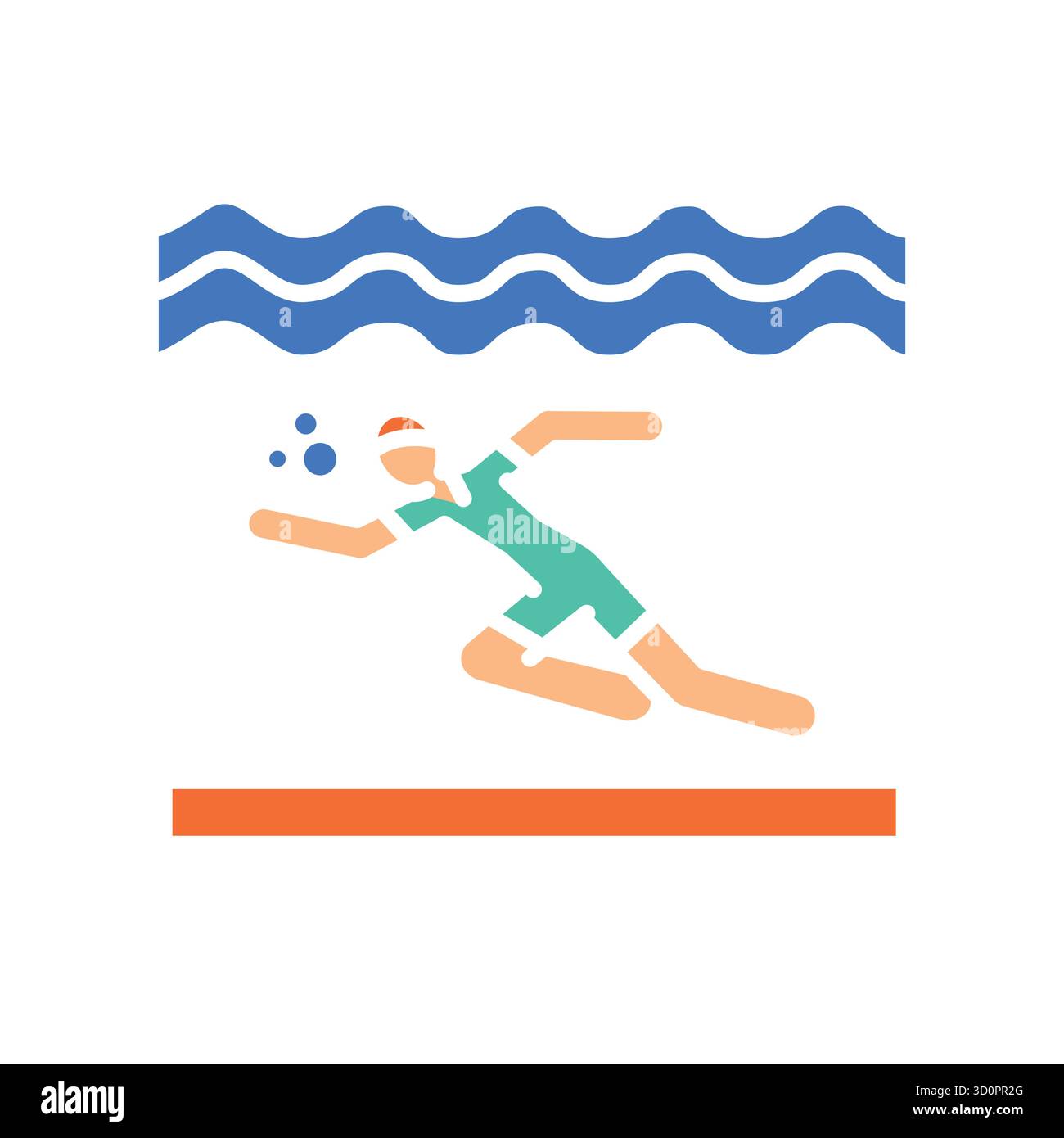 aqua jogging color flat icon for digital and print projects. Minimal ...