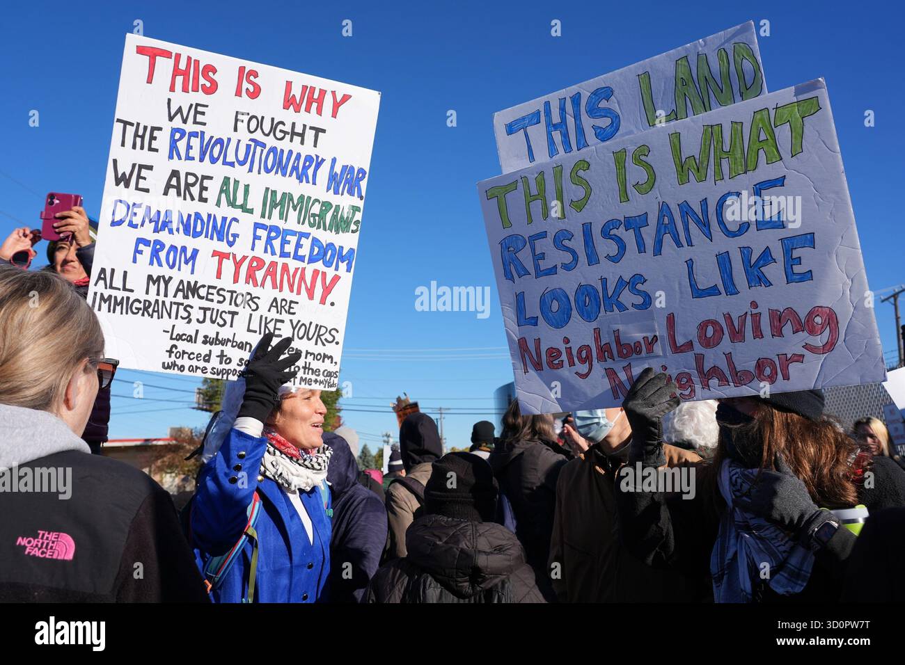 Protesters gather outside an ICE processing facility in Broadview, Ill ...