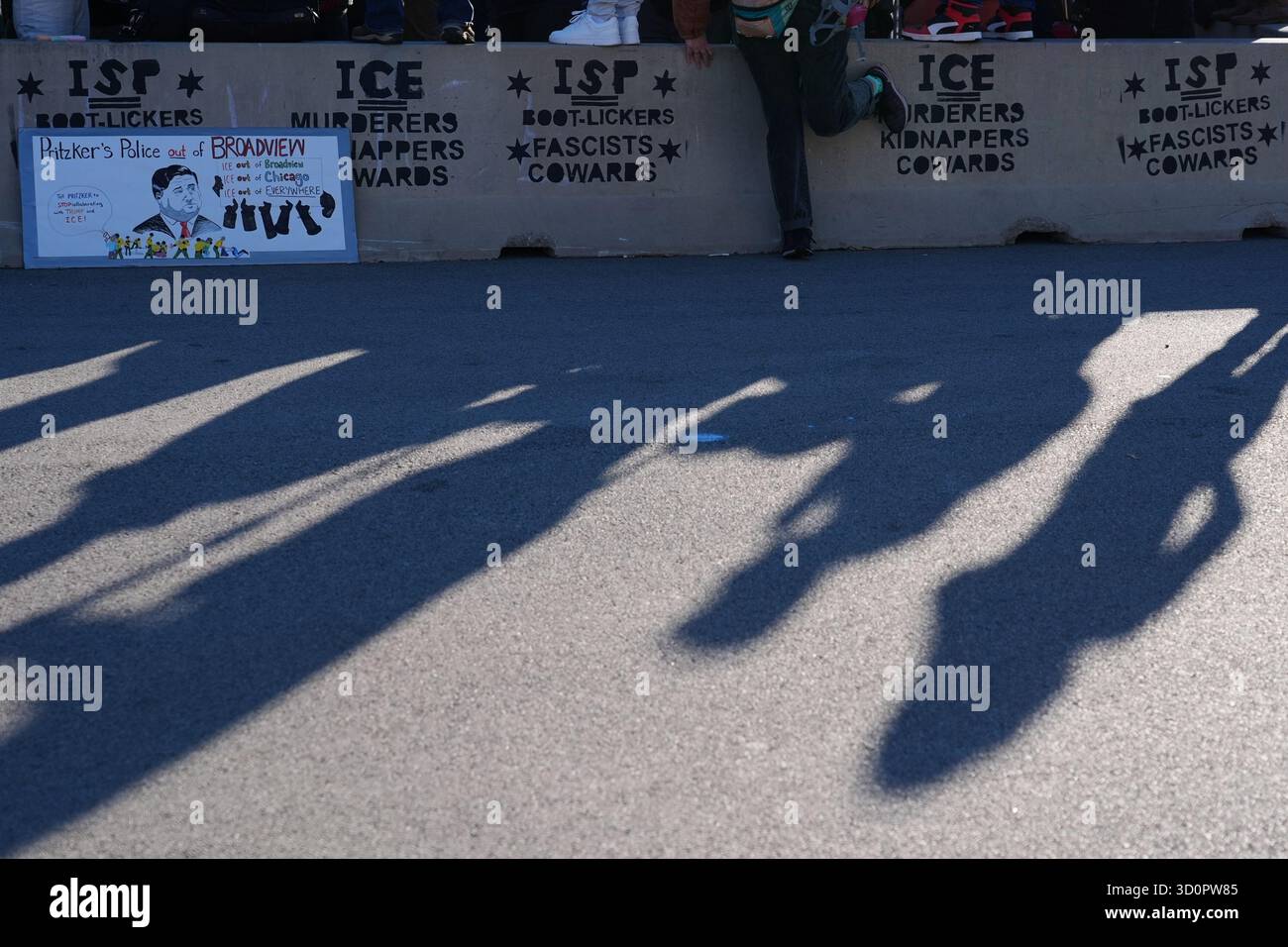 Protesters gather outside an ICE processing facility in Broadview, Ill ...
