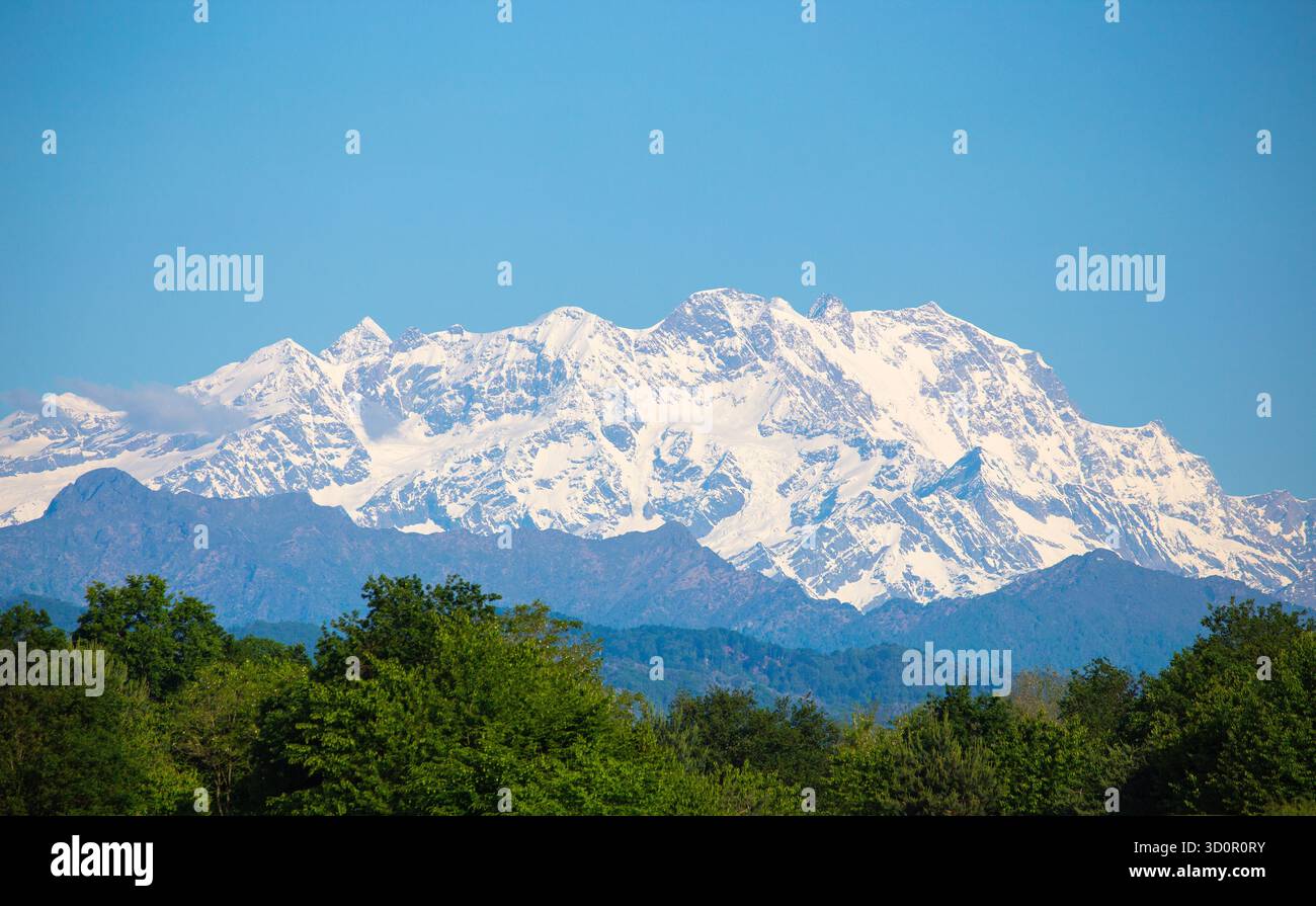 Monte Rosa, Italy's highest mountain, Italian Alps. Stock Photo