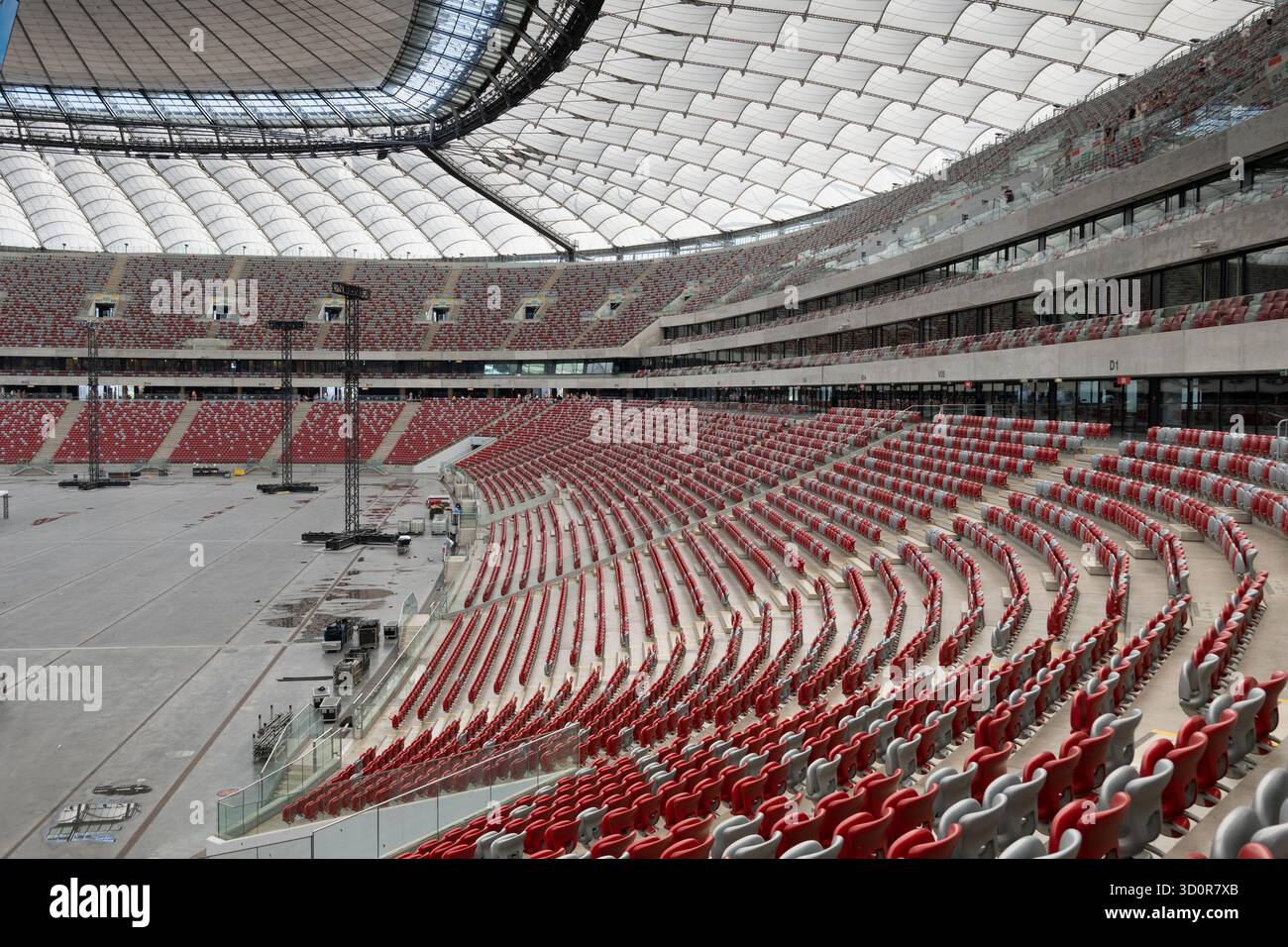 Warsaw, Poland, - August 14, 2022: PGE Stadion Narodowy - National Stadium interior seats. Stock Photo