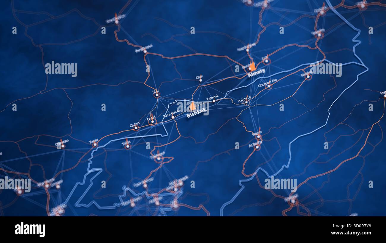 Visual Map Data Bishkek map big data visualization. Futuristic map infographic of city ...