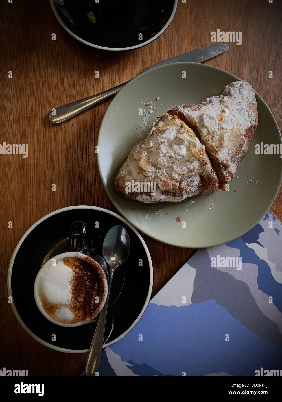 Croissant and macchiato from above - Smartphone Captured Stock Image