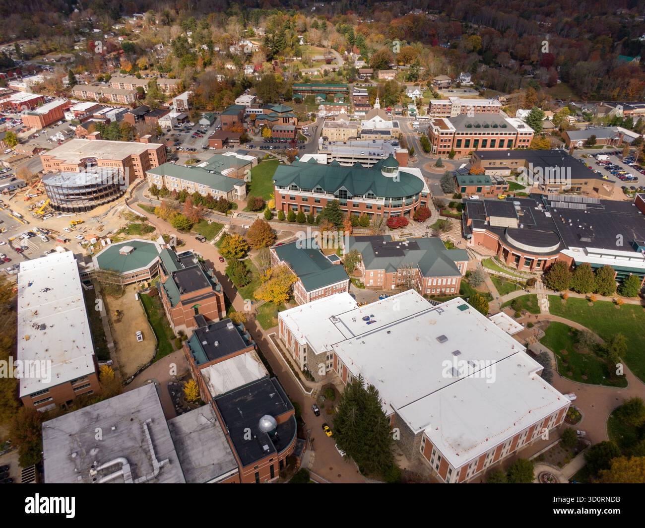 Aerial View of Appalachian State University Campus Amidst Peak Autumn ...