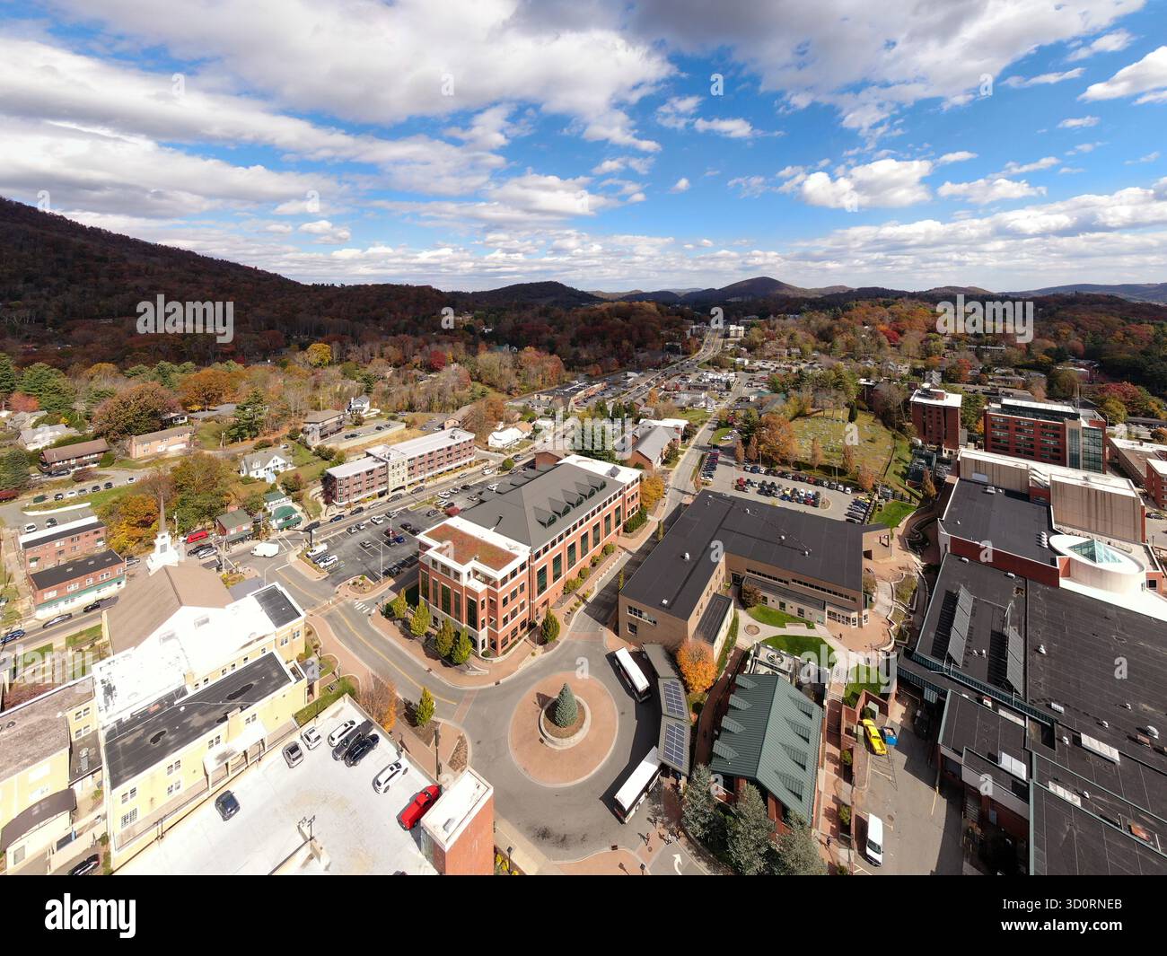 Aerial View of Appalachian State University Campus Amidst Peak Autumn ...