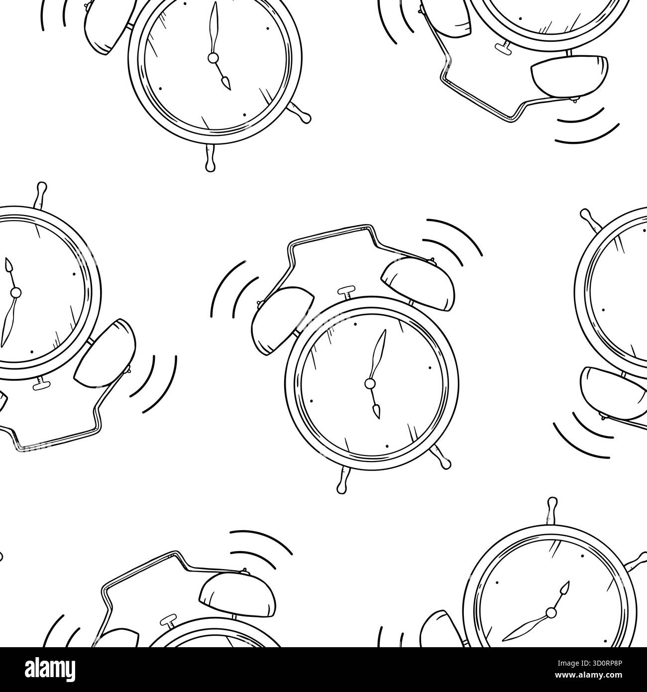 Seamless black and white hand drawn ink pattern featuring classic ...