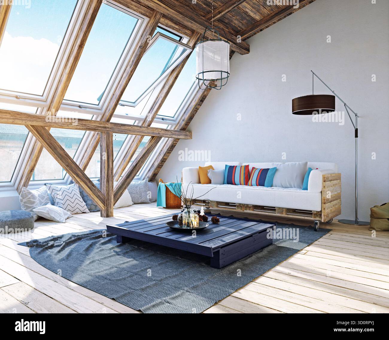 A Bright And Spacious Attic Living Room Featuring A Rustic Photo Inspiration