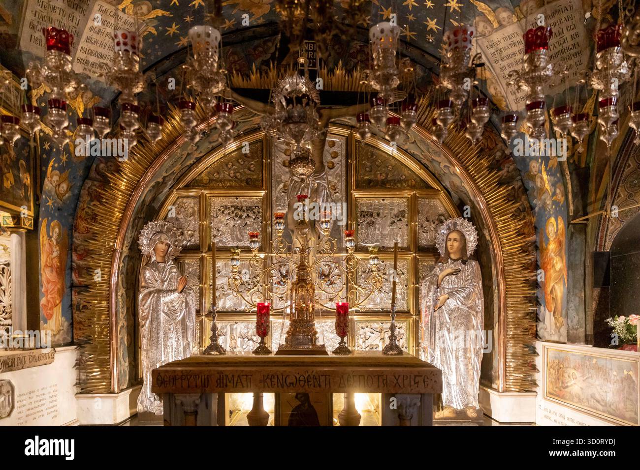 Jerusalem, Israel, 23 October 2025, The heavily ornate and gilded altar ...