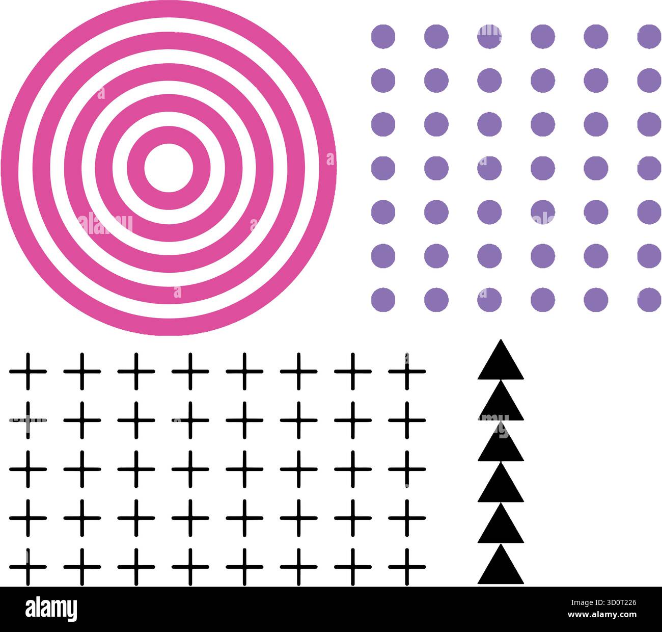 Modern Abstract Geometric Elements Set with Circles Crosses and Triangles Stock Vector