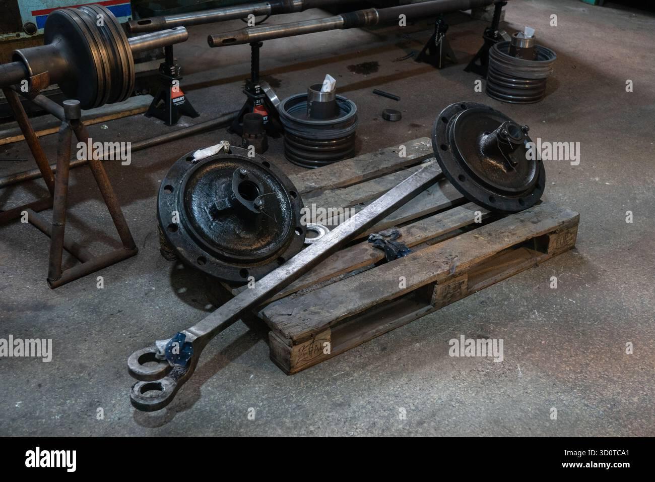 Moscow, Russia - October 18, 2025: Heavy steel connecting rods and ...