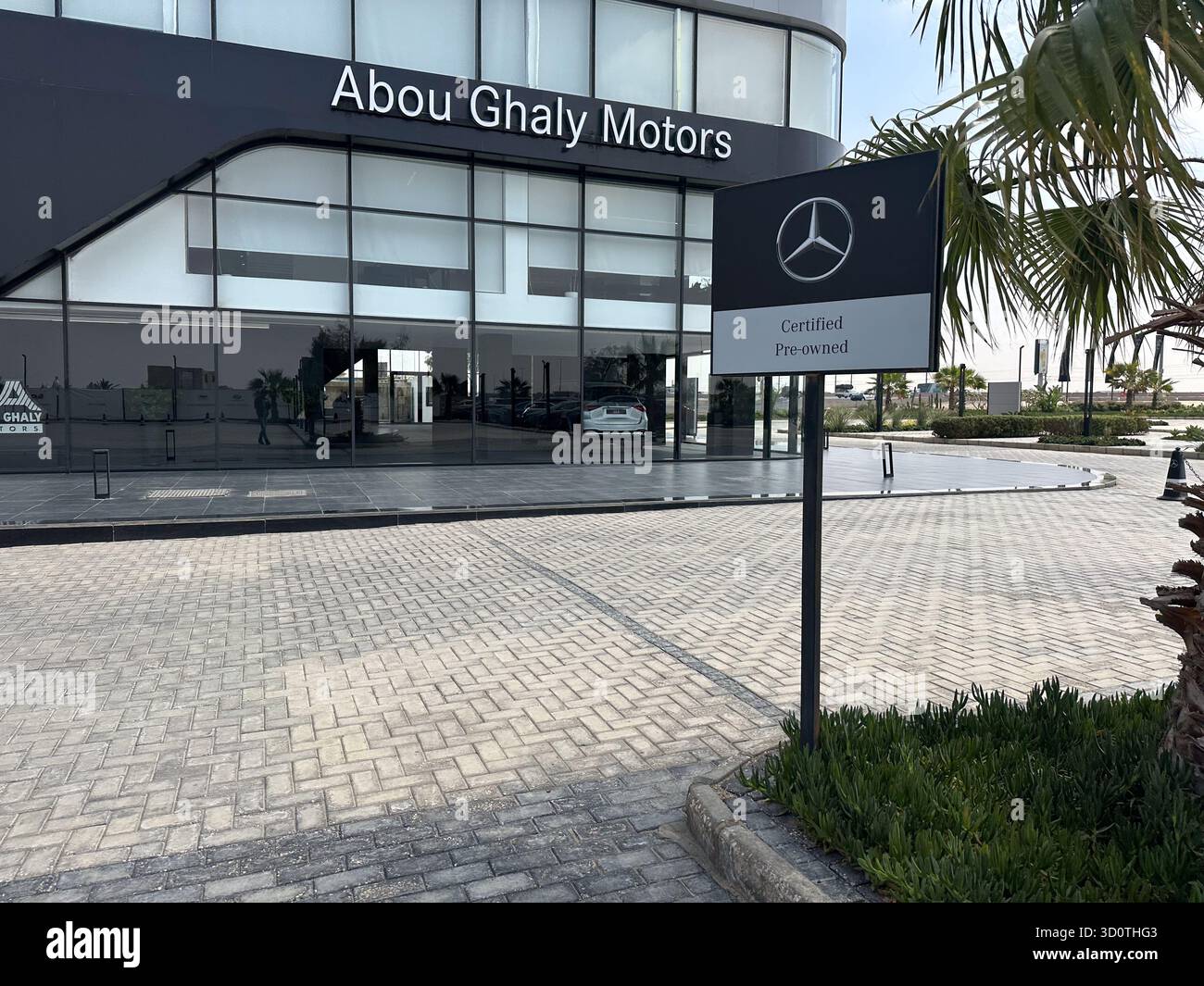 Cairo, Egypt - 21 March 2023: Certified Pre-owned Aboughaly Motors Egypt Mercedes showroom and sales center - Smartphone Captured Stock Image