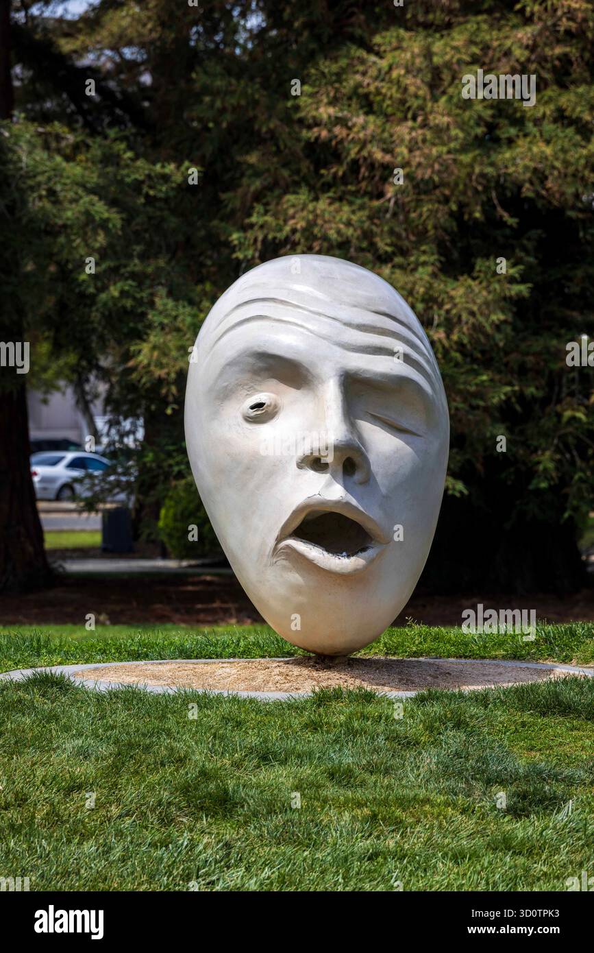 Primarily Davis April 10, 2025, Davis, California, USA: Sculpture artwork titled See No ...