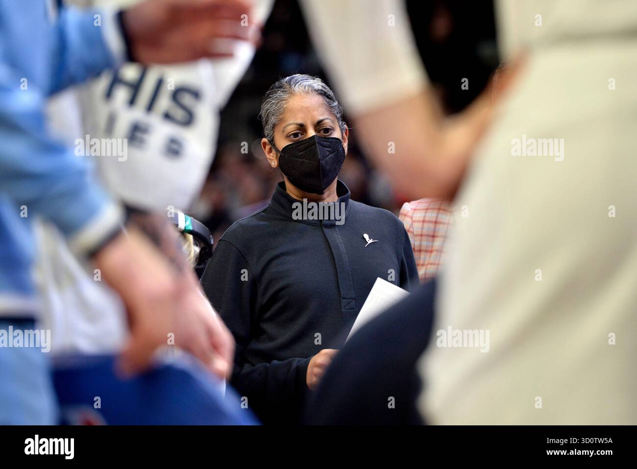 FILE - Memphis Grizzlies assistant coach Sonia Raman stands in a huddle ...