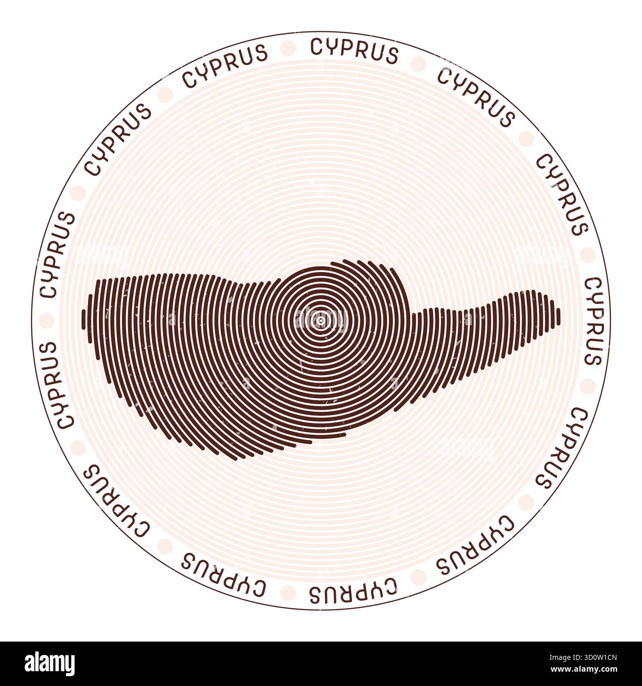 Cyprus shape radial arcs. Country round icon. Cyprus logo design poster ...