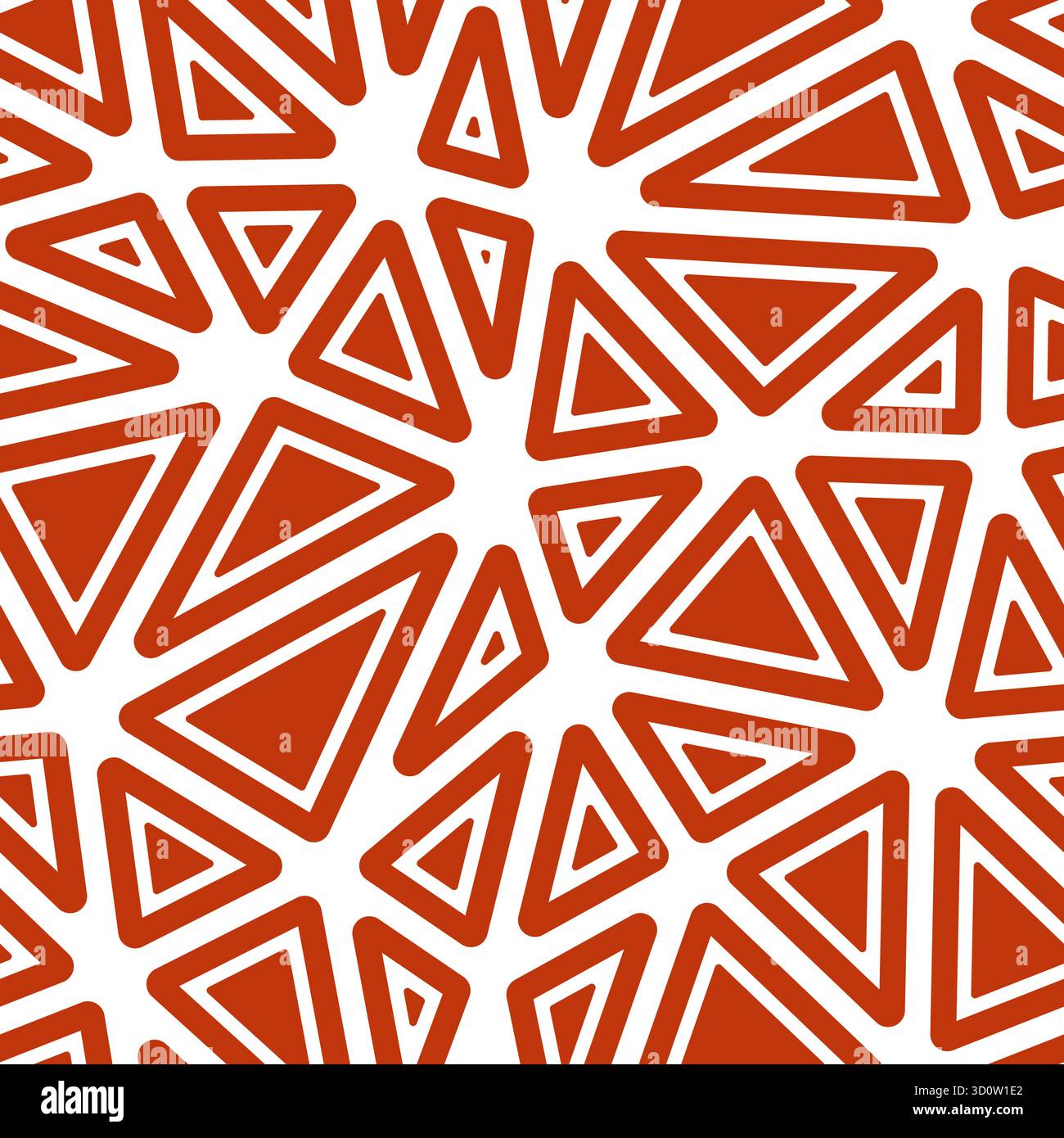 Vector seamless pattern. Rounded solid shapes in frames. Big triangles size. Solid Color style. Repeatable pattern. Trending vector tiles. Stock Vector