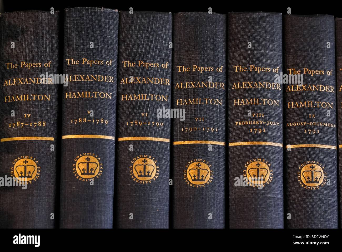 Alexander Paper Bound copies of Alexander Hamilton's papers are displayed on a shelf at ...