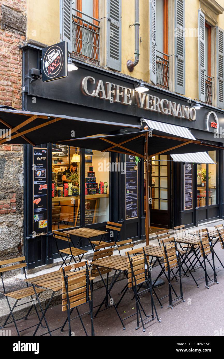 Cafe coffee shop Caffè Vergnano 1882, Via Speronari, Milan, Italy Stock Photo