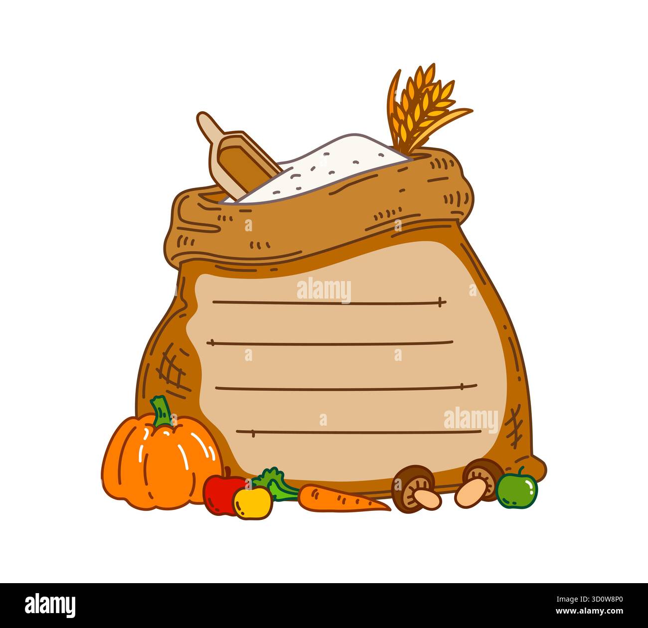 Kids memo note sticker frame, Thanksgiving harvest Stock Vector