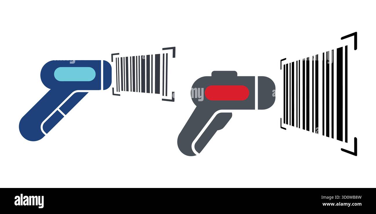 Barcode reader scanning a UPC code, retail and logistics technology concept. Stock Vector