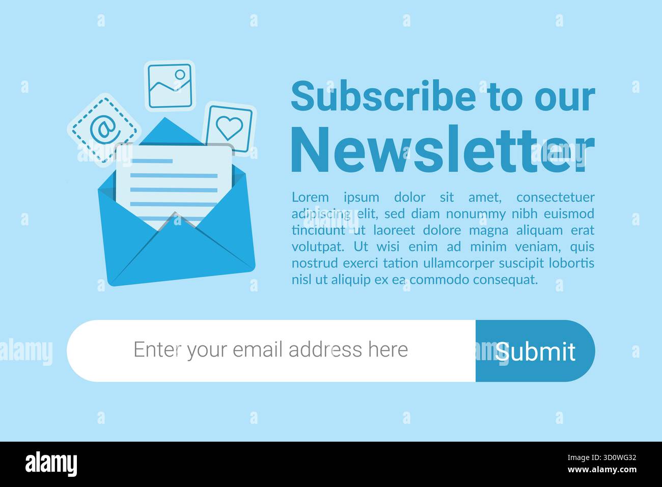 Subscribe to Our Newsletter template with mailbox and submit button for ...
