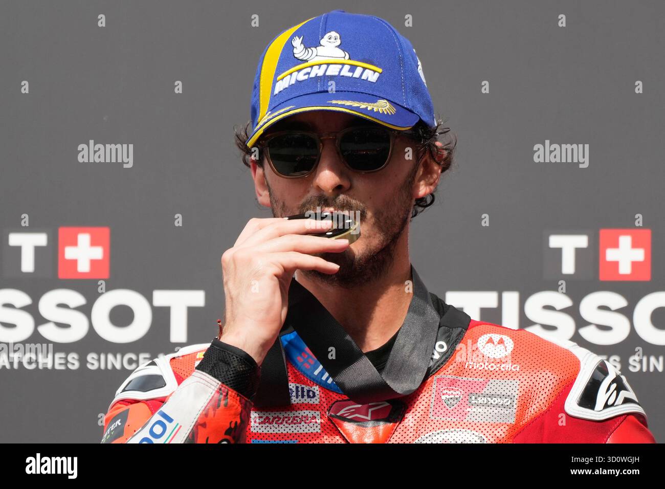 Italian rider Francesco Bagnaia of the Ducati Lenovo Team celebrates ...