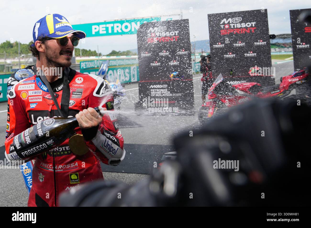Italian rider Francesco Bagnaia of the Ducati Lenovo Team celebrates ...