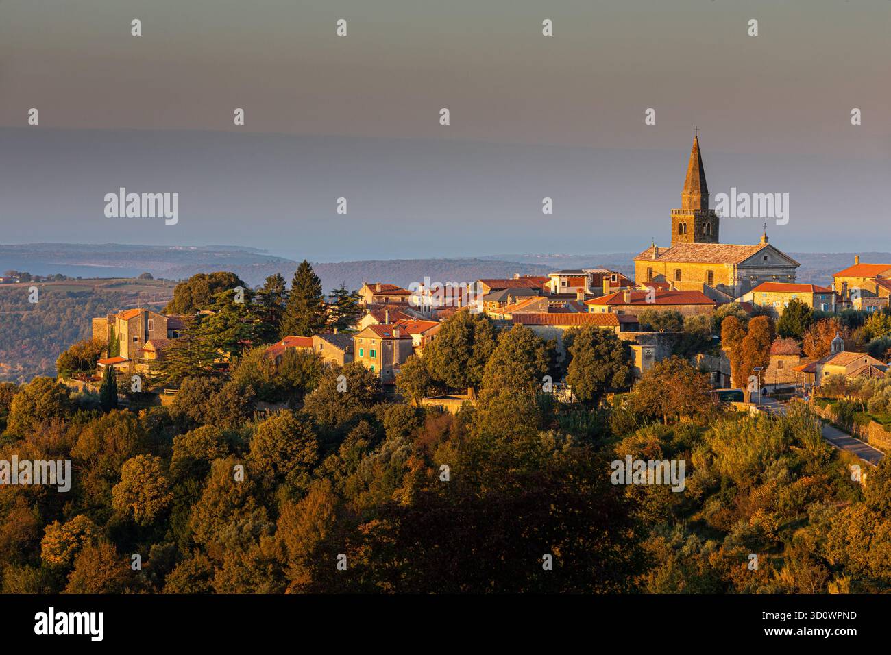 Groznjan old town on the hill Stock Photo