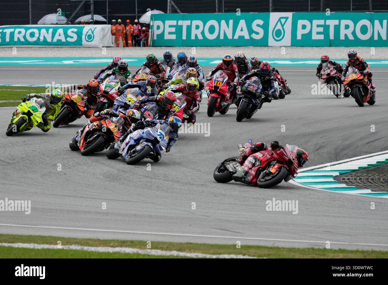 Italian rider Francesco Bagnaia of the Ducati Lenovo Team steers his ...